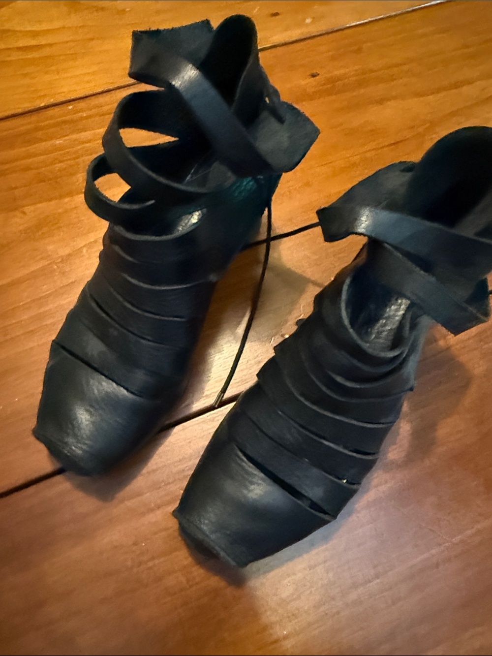 Trippen Fence Black Strappy Lace-Up High Heel Sandals